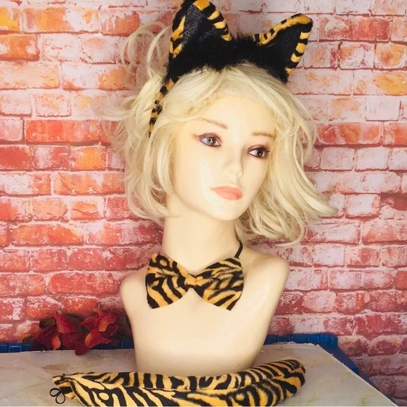 Tiger Print Three Piece Cat Haloween Costume Set - Picture 1 of 6